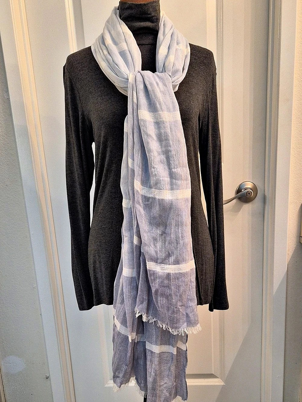 Blue & White Plaid Scarf